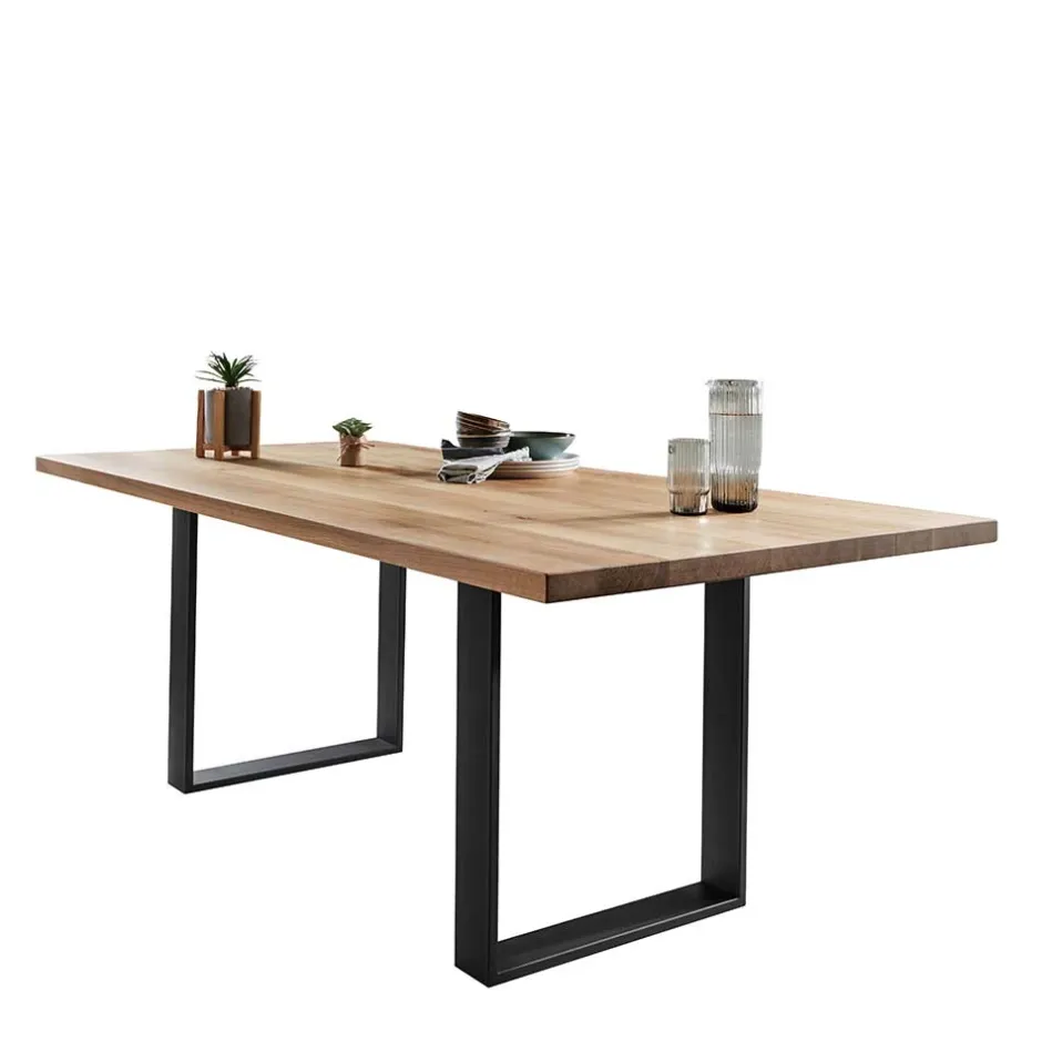 Wohnen Esstisch mit U-Beinen aus schwarzem Stahl - Theo