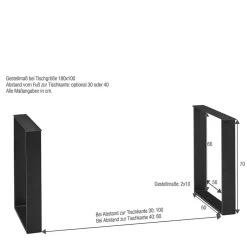 Wohnen Esstisch mit U-Beinen aus schwarzem Stahl - Theo