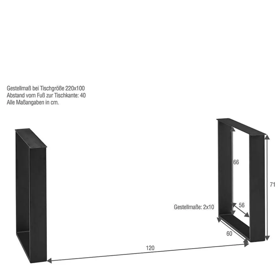 Wohnen Esstisch mit U-Beinen aus schwarzem Stahl - Theo