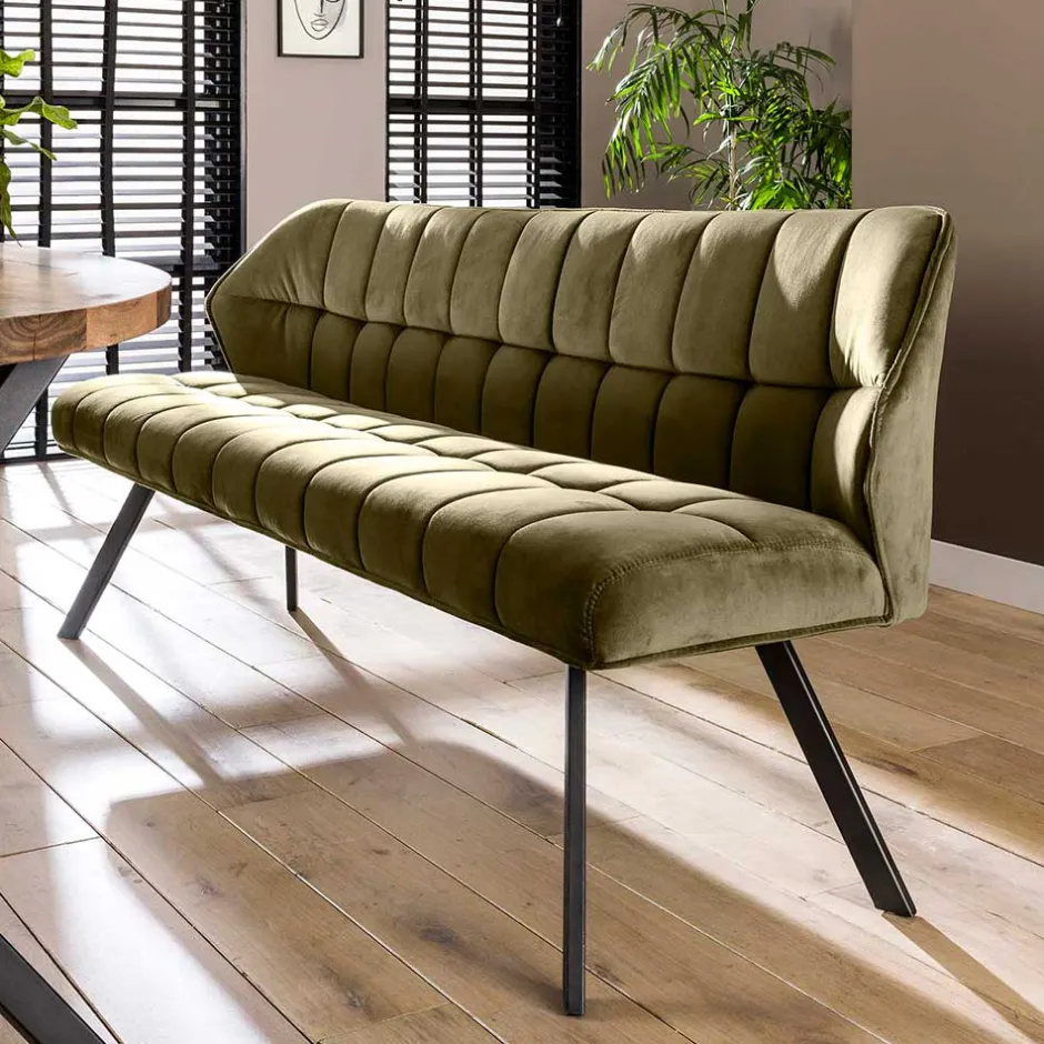 Esstisch Polsterbank in Oliv Grün Samt - Deway^Wohnen Best