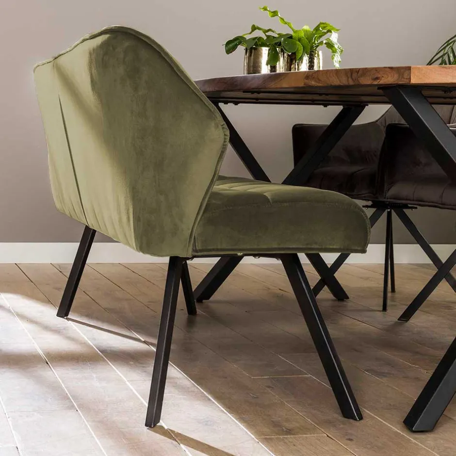 Esstisch Polsterbank in Oliv Grün Samt - Deway^Wohnen Best