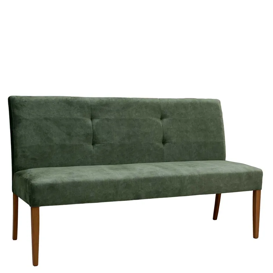 Wohnen Esstisch Polsterbank mit Lehne in Graugrün - Boxton