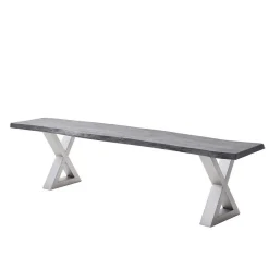 Wohnen Esstisch Sitzbank in Akazie Grau mit Baumkante - Lorencia