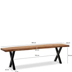 Wohnen Esstischbank mit X-Beinen - Rajavo