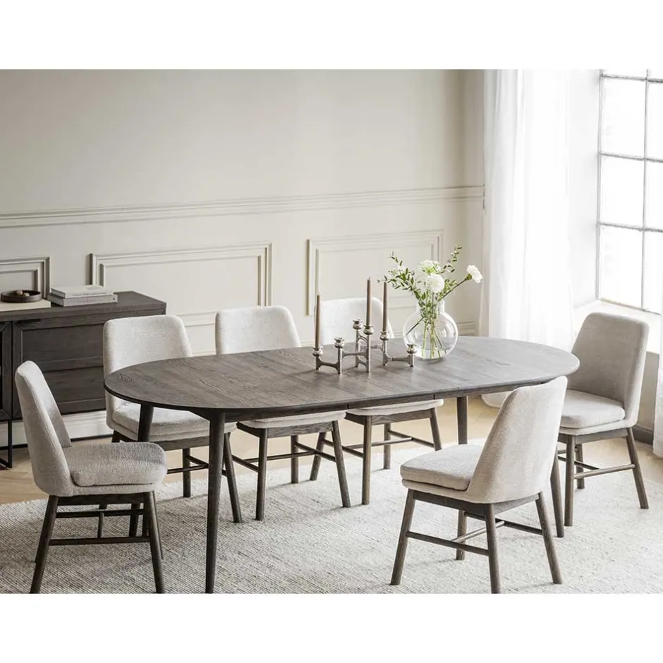 Wohnen Esstischgruppe in Eiche Dunkel & Beige - Relencia (siebenteilig)