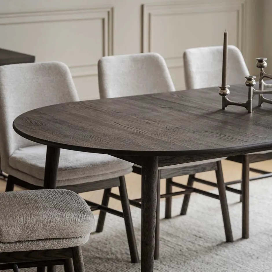 Wohnen Esstischgruppe in Eiche Dunkel & Beige - Relencia (siebenteilig)