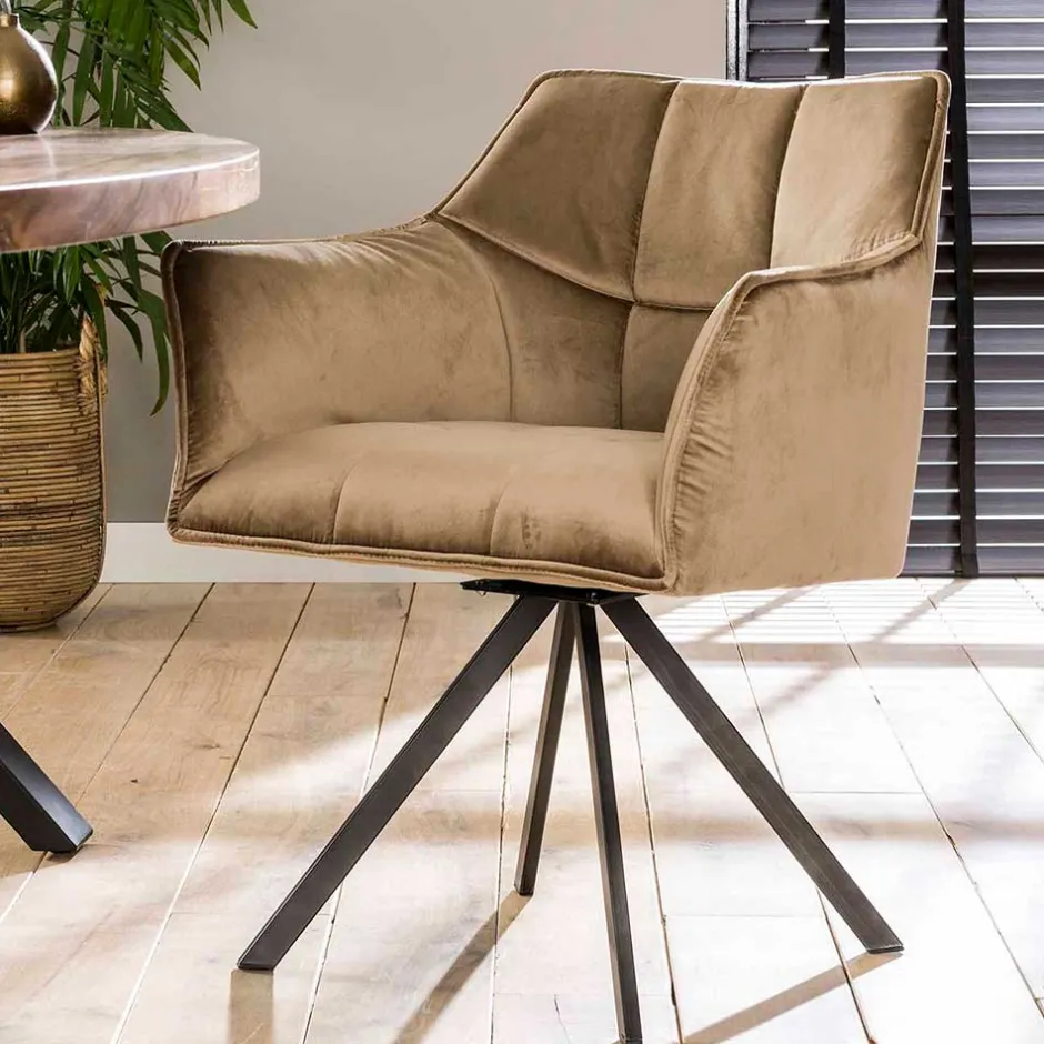 Wohnen Esstischsessel aus Samt Beige - Zegovin (2er Set)