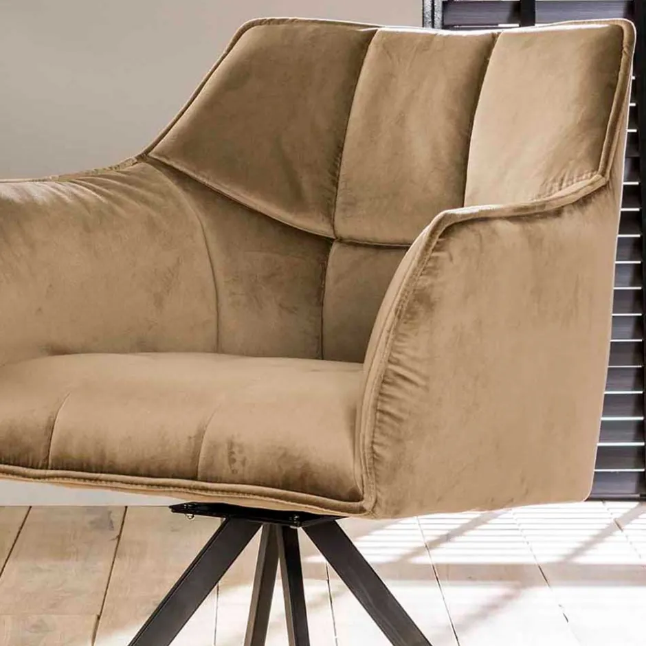 Wohnen Esstischsessel aus Samt Beige - Zegovin (2er Set)