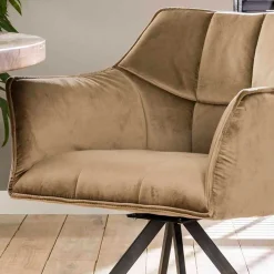 Wohnen Esstischsessel aus Samt Beige - Zegovin (2er Set)