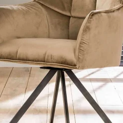 Wohnen Esstischsessel aus Samt Beige - Zegovin (2er Set)