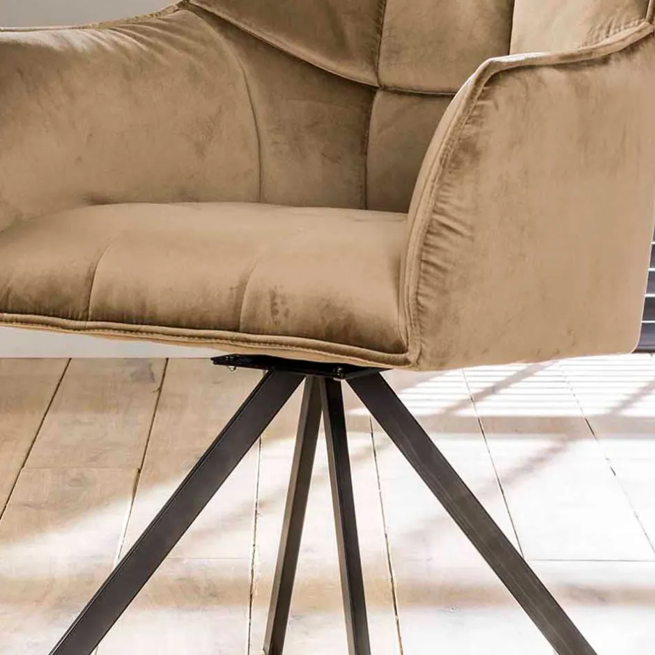 Wohnen Esstischsessel aus Samt Beige - Zegovin (2er Set)