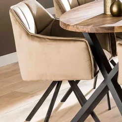 Wohnen Esstischsessel aus Samt Beige - Zegovin (2er Set)
