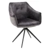 Esstisch-Sessel in Dunkelgrau Material-Mix - Chiak^Wohnen Discount