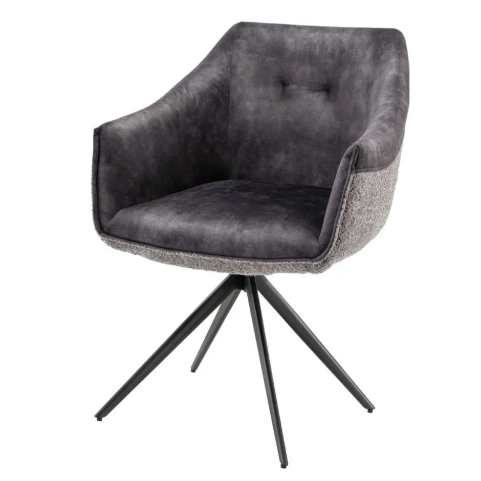 Esstisch-Sessel in Dunkelgrau Material-Mix - Chiak^Wohnen Discount