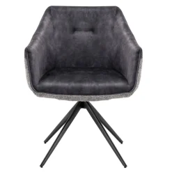 Esstisch-Sessel in Dunkelgrau Material-Mix - Chiak^Wohnen Discount