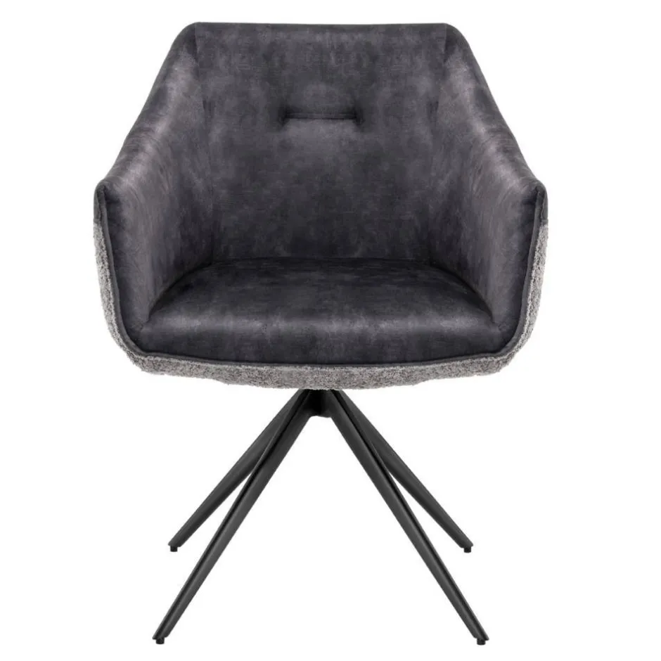 Esstisch-Sessel in Dunkelgrau Material-Mix - Chiak^Wohnen Discount