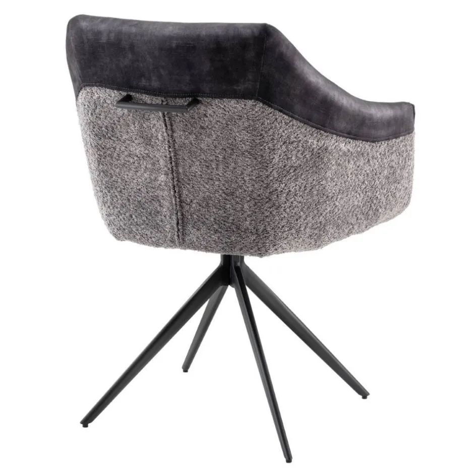 Esstisch-Sessel in Dunkelgrau Material-Mix - Chiak^Wohnen Discount