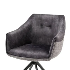 Esstisch-Sessel in Dunkelgrau Material-Mix - Chiak^Wohnen Discount
