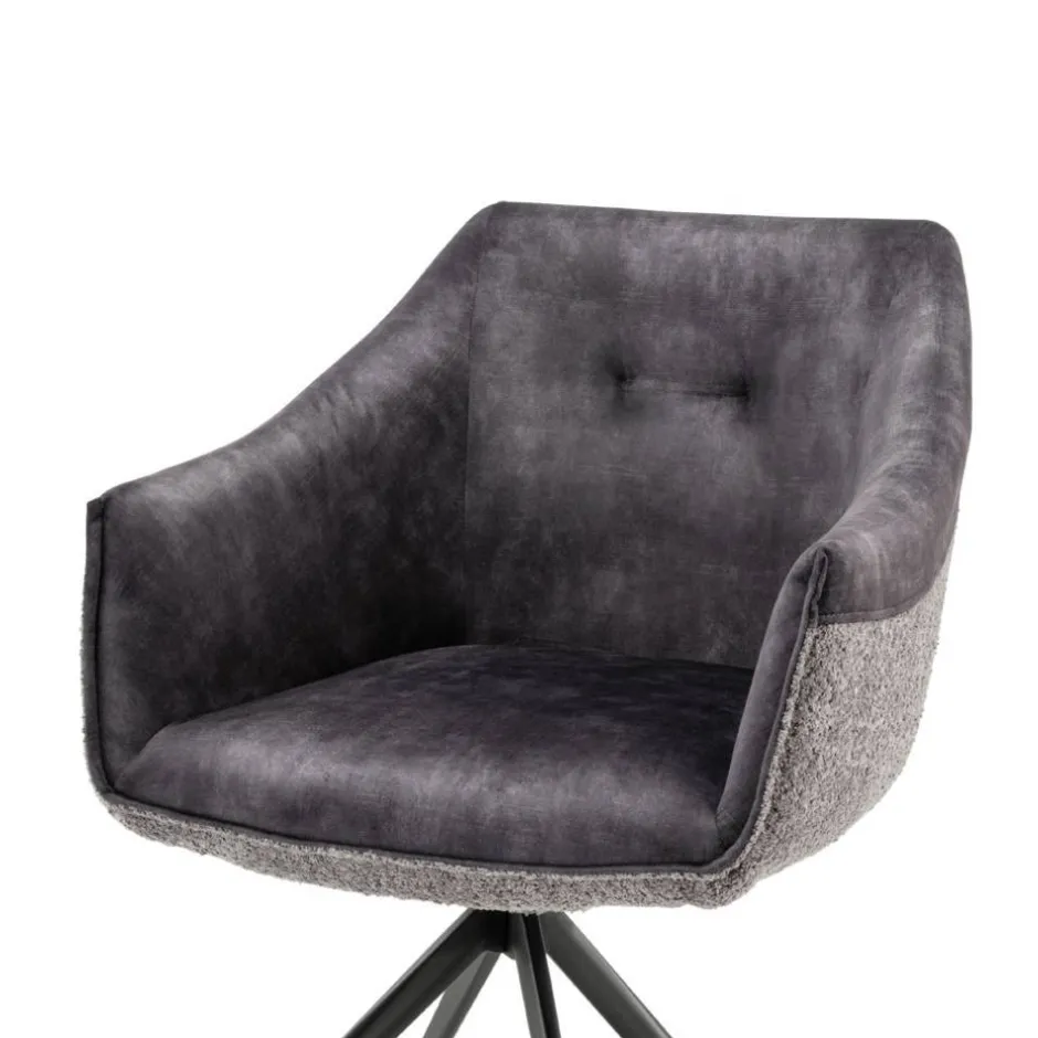 Esstisch-Sessel in Dunkelgrau Material-Mix - Chiak^Wohnen Discount