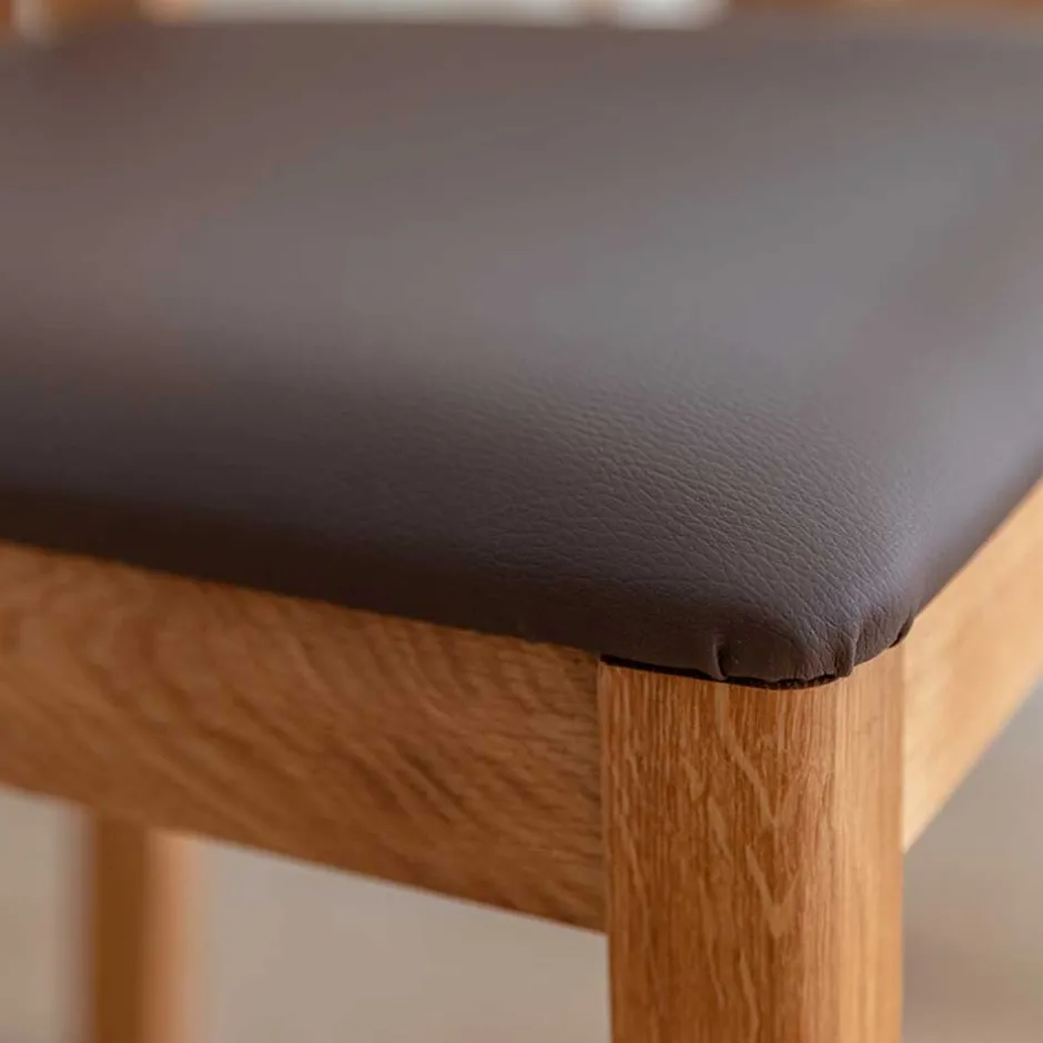 Wohnen Esstischstuhl aus Wildeiche mit Kunstleder Sitz - Ernestan