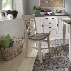 Esstischstuhl Yoan in Weiß-Grau (2er Set)^Wohnen New