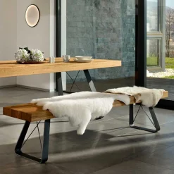 Wohnen Esszimmer Bank aus Eiche & Metall - Ventida