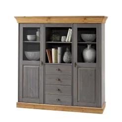 Wohnen Esszimmer Highboard Vitrine Cempino in Grau