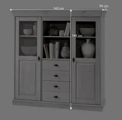 Wohnen Esszimmer Highboard Vitrine Cempino in Grau