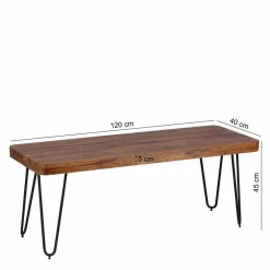 Wohnen Esszimmer Holzbank aus Sheesham massiv Tohema mit Metall Gestell