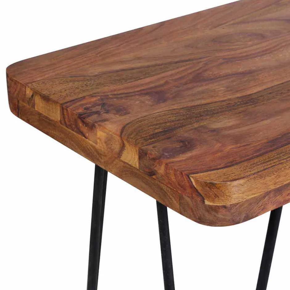 Wohnen Esszimmer Holzbank aus Sheesham massiv Tohema mit Metall Gestell