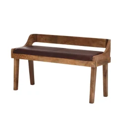 Wohnen Esszimmer Holzbank mit Lehne & Ledersitz - Zimoni