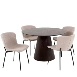 Wohnen Esszimmer Möbelset mit rundem Tisch - Crystono (fünfteilig)