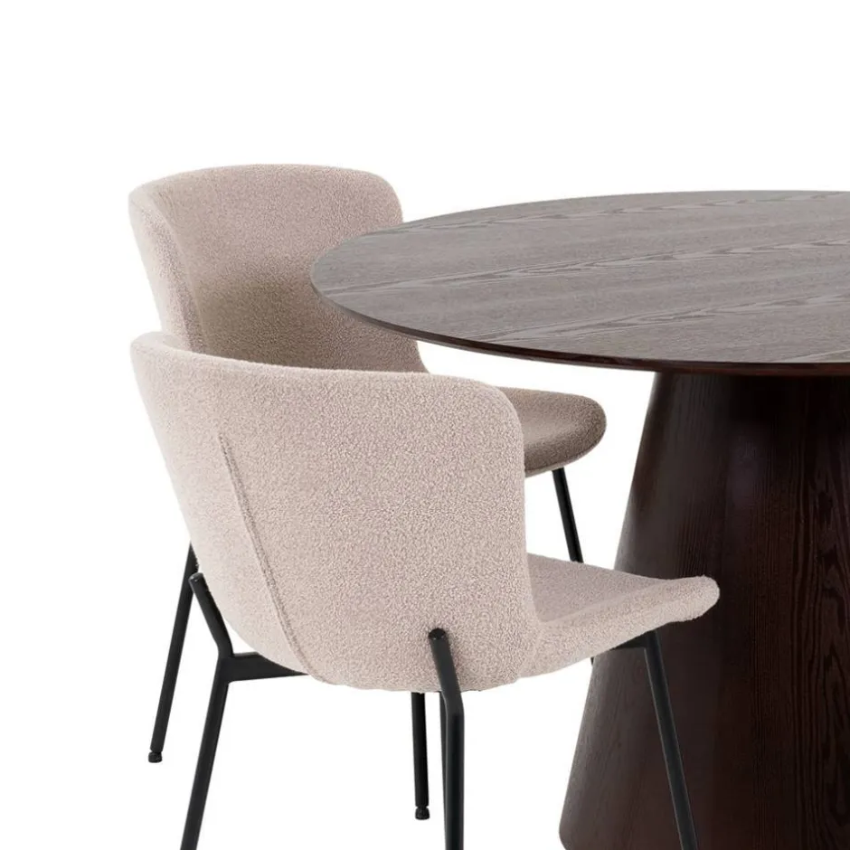 Wohnen Esszimmer Möbelset mit rundem Tisch - Crystono (fünfteilig)