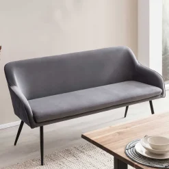 Wohnen Esszimmer Polsterbank in Grau mit Schwarz - Setta