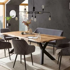 Wohnen Esszimmer Polsterbank in Grau mit Schwarz - Setta