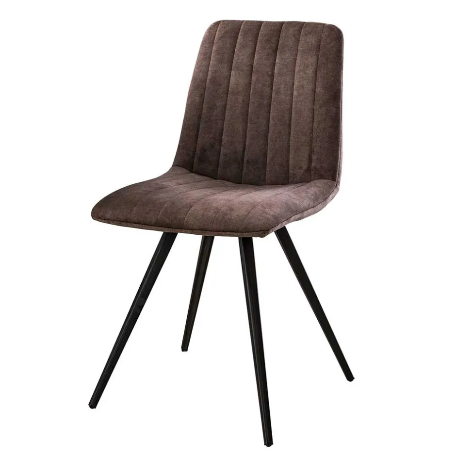 Wohnen Esszimmer Retrostühle in Taupe Samt - Ansga (4er Set)