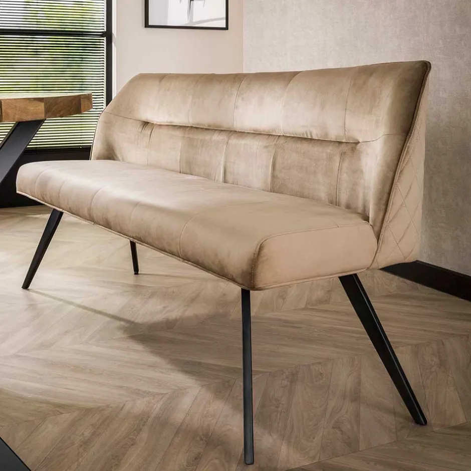 Wohnen Esszimmer Samt Polsterbank in Beige - Valbreda