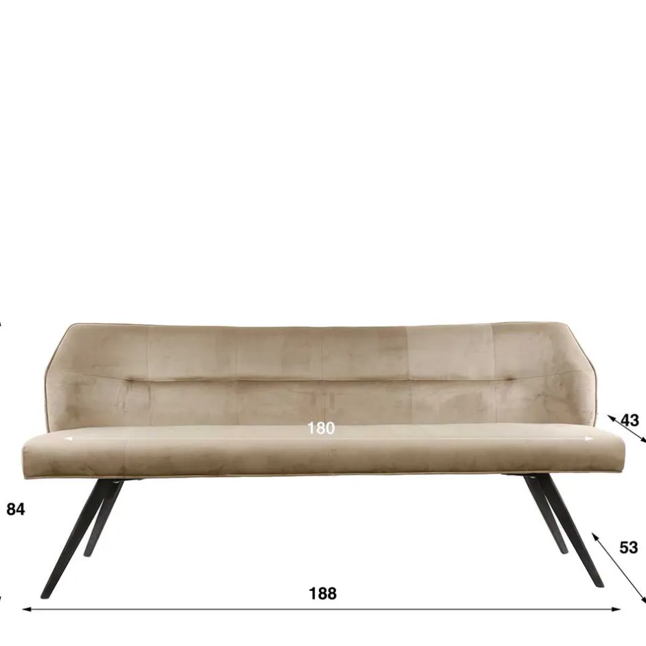 Wohnen Esszimmer Samt Polsterbank in Beige - Valbreda