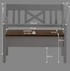 Wohnen Esszimmer Sitzbank Barlad in Weiß Kiefer massiv