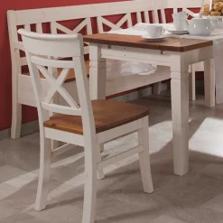 Wohnen Esszimmer Sitzecke Barlad in Weiß Bernstein (vierteilig)