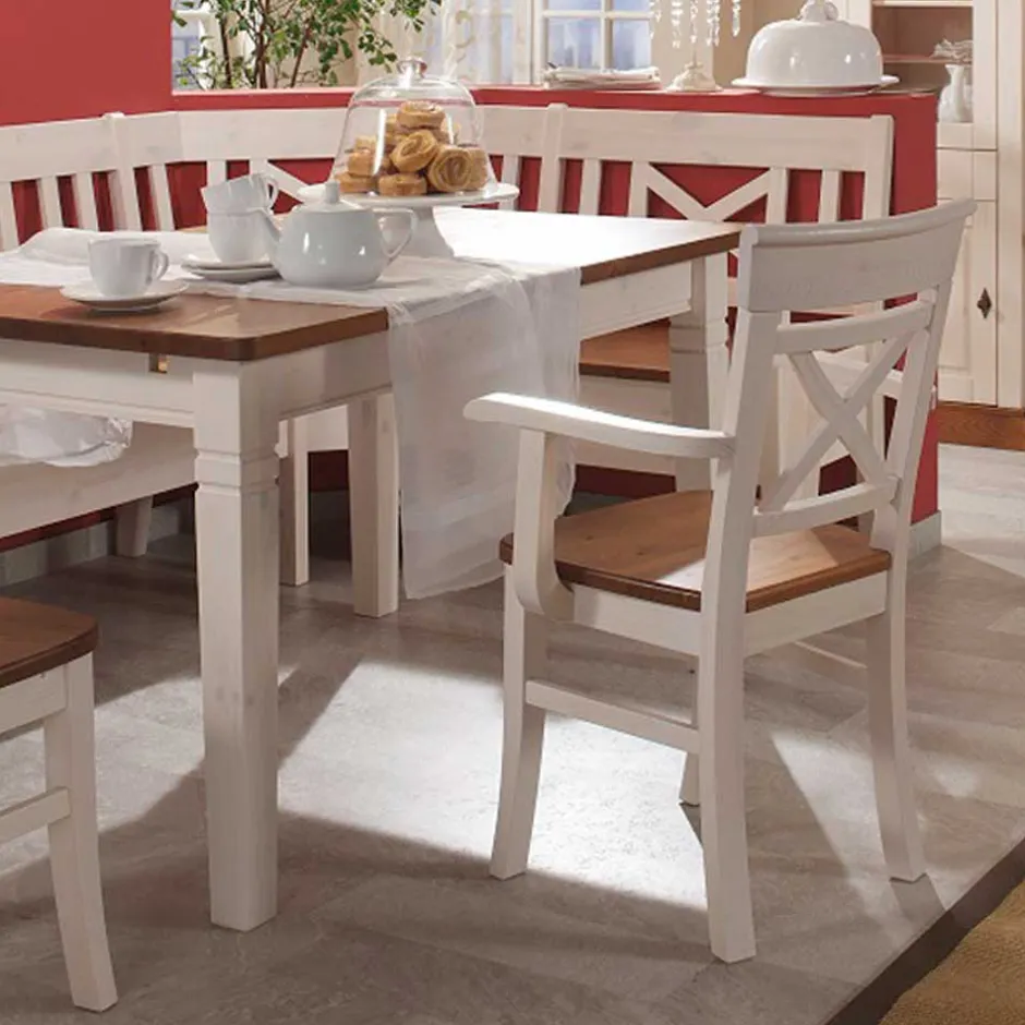 Wohnen Esszimmer Sitzecke Barlad in Weiß Bernstein (vierteilig)