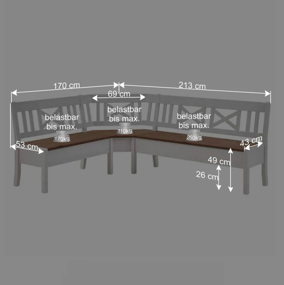 Wohnen Esszimmer Sitzecke Barlad in Weiß Bernstein (vierteilig)