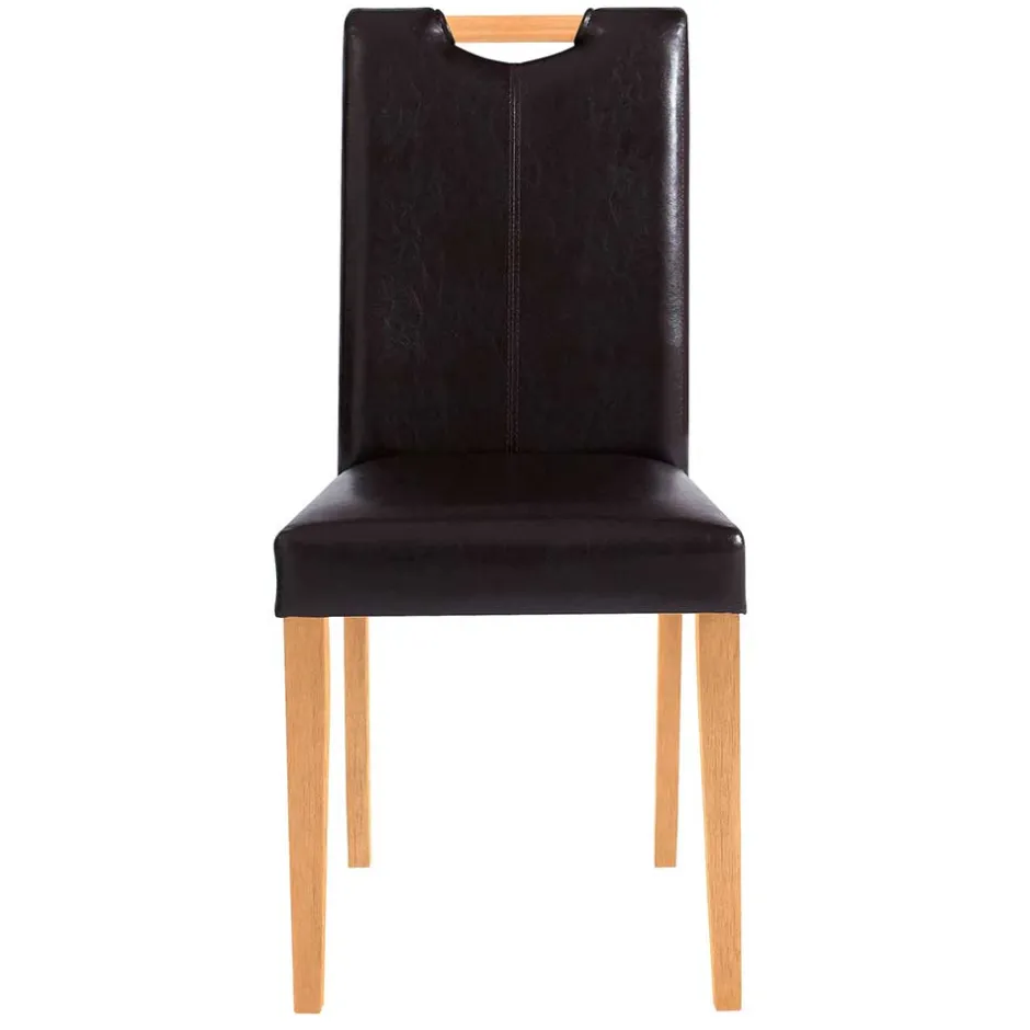 Wohnen Esszimmer Stühle in Dunkelbraun & Natur - Selectra (2er Set)