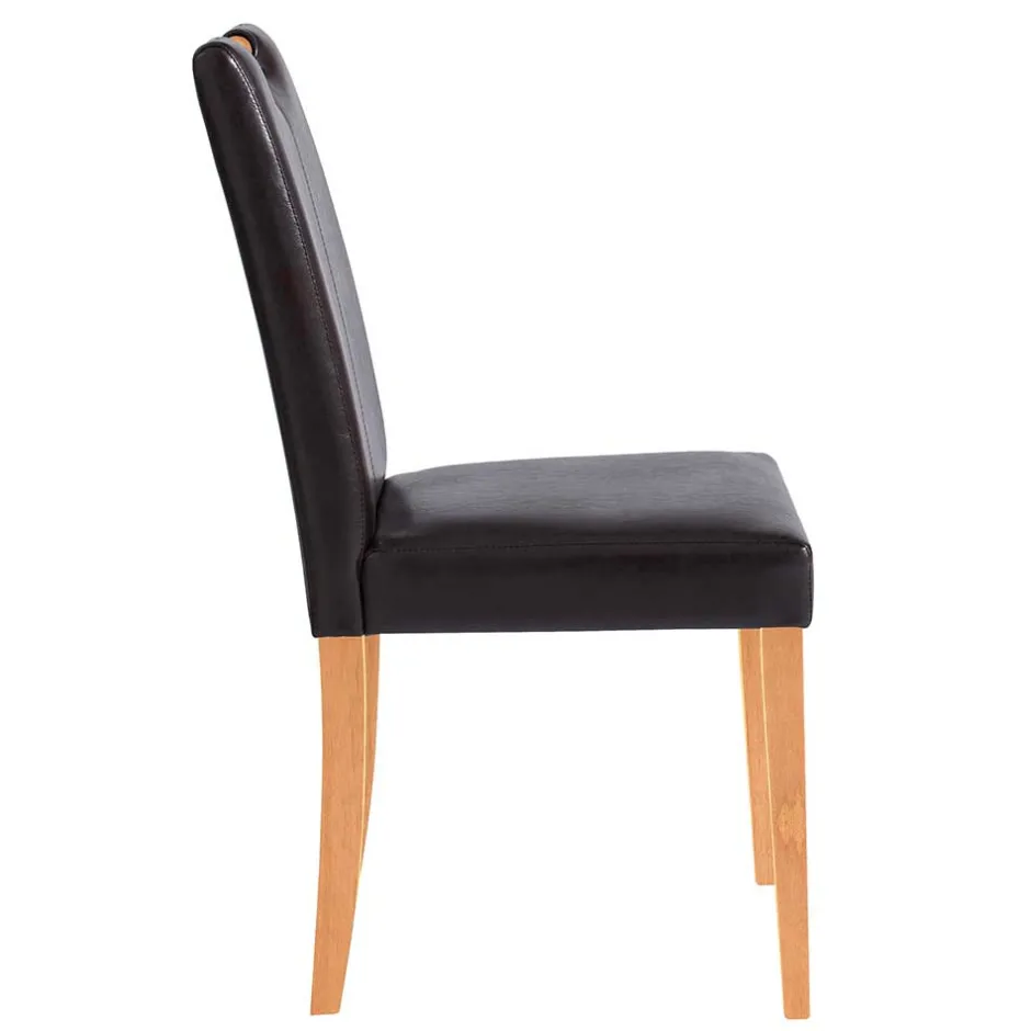 Wohnen Esszimmer Stühle in Dunkelbraun & Natur - Selectra (2er Set)