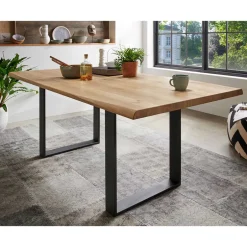 Wohnen Esszimmer Tisch mit Holzplatte aus Wildeiche - Rouven