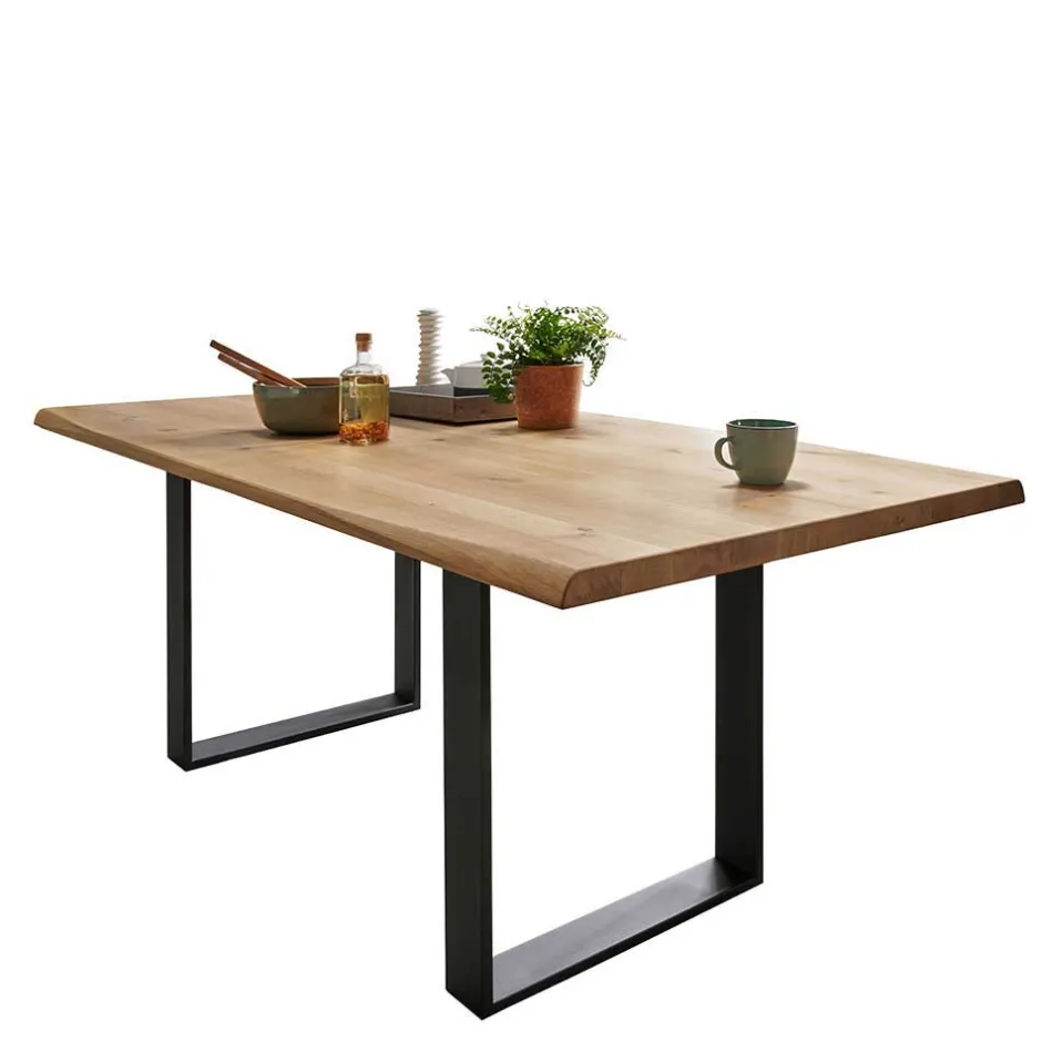 Wohnen Esszimmer Tisch mit Holzplatte aus Wildeiche - Rouven