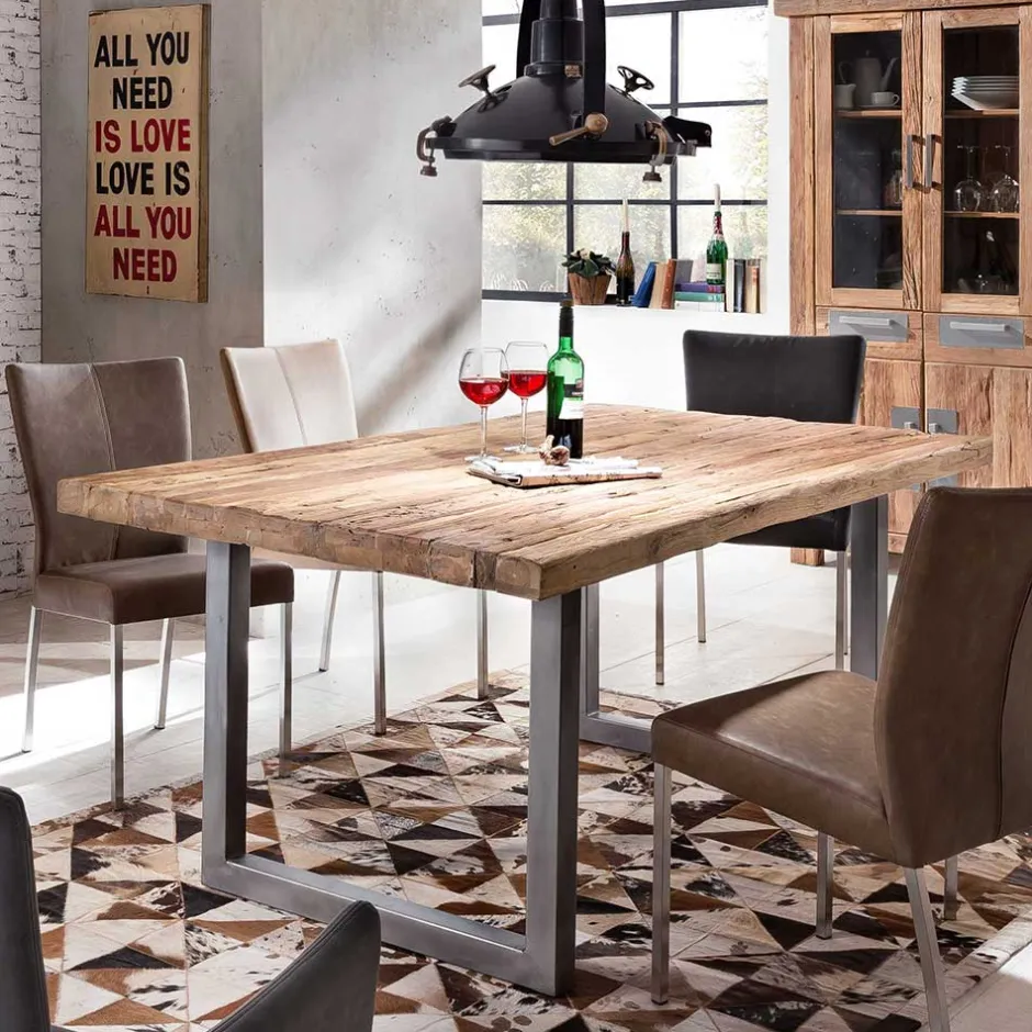 Wohnen Esszimmer Tisch mit Teak Altholz Platte - Malaya