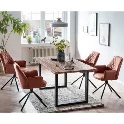 Wohnen Esszimmer Tischgruppe mit Drehstühlen - Conny (fünfteilig)