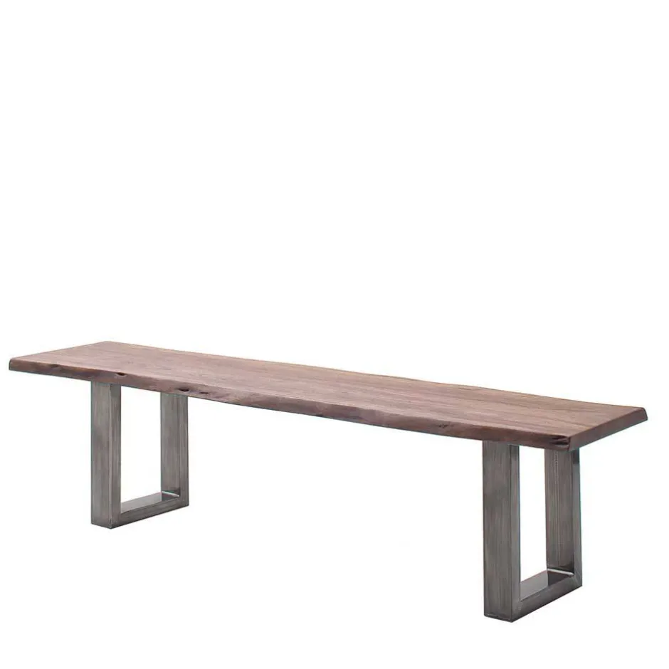 Wohnen Esszimmerbank in Walnuss Braun mit Altsilber - This