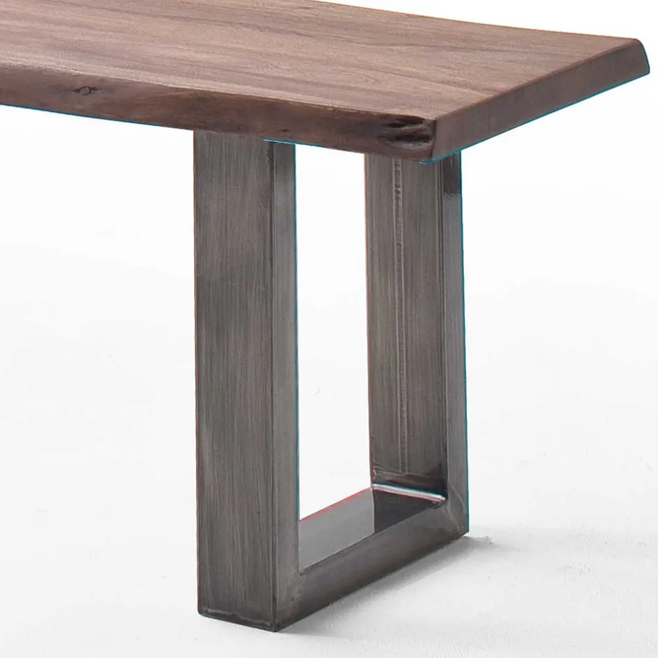 Wohnen Esszimmerbank in Walnuss Braun mit Altsilber - This